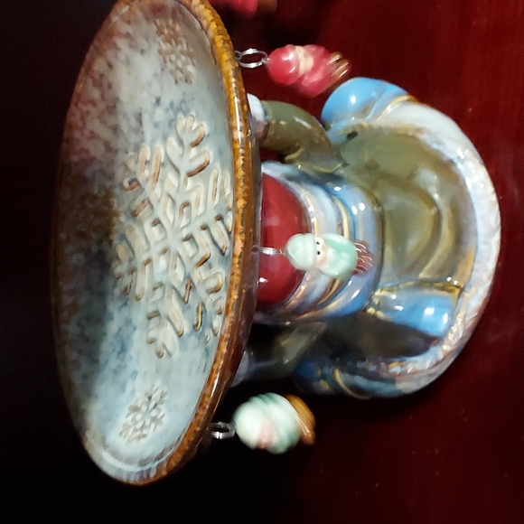 Ceramic Snowman w/Candy Dish 7 1/4 inches H x 7 3/4 inches W. Multicolors - Picture 3 of 12